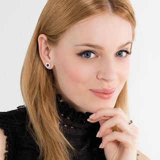 Classic Pavé Black And Silver Ear Studs