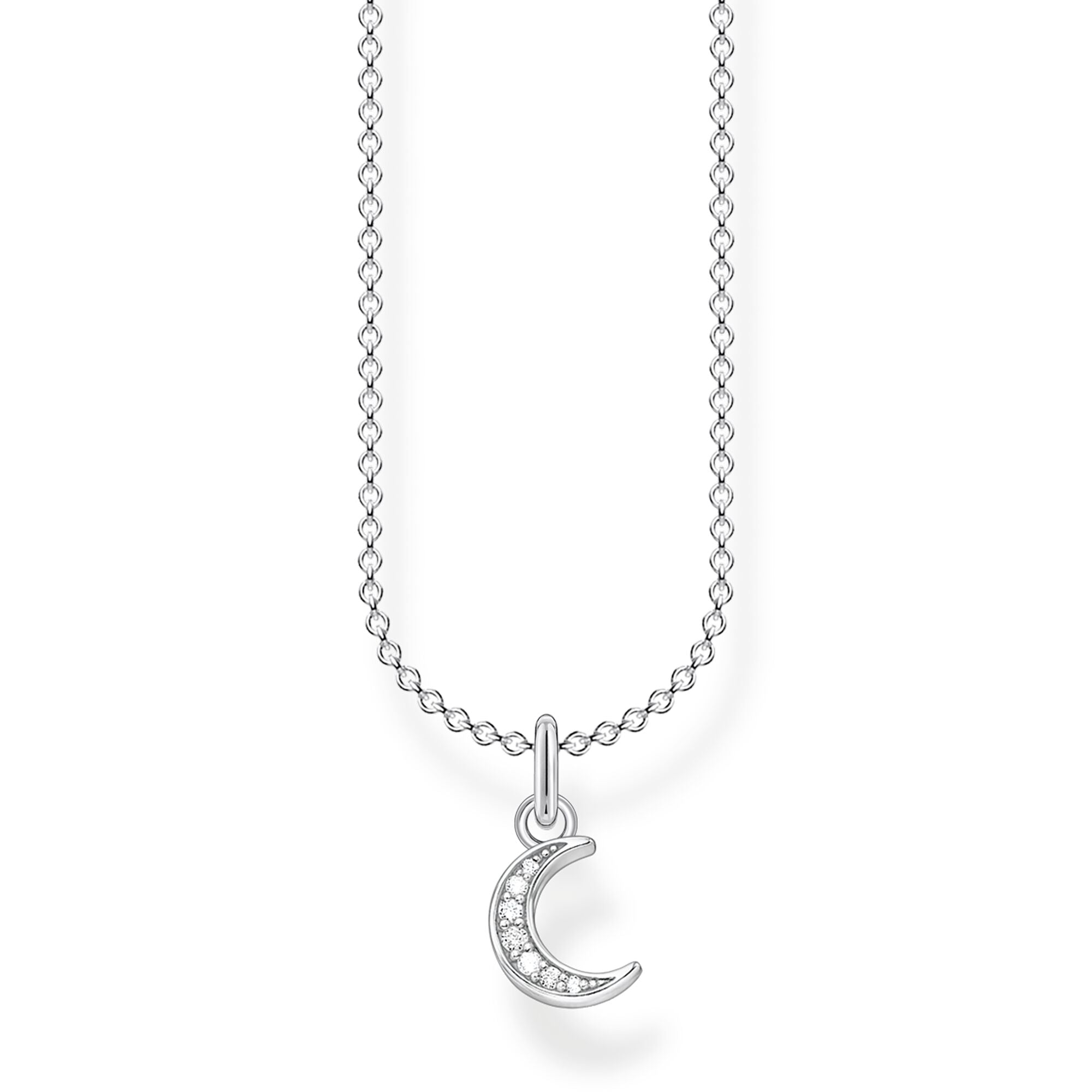 Pavé Crescent Moon Necklace - Silver