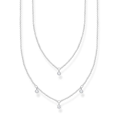 Double Row Necklace With White Stones - Silver