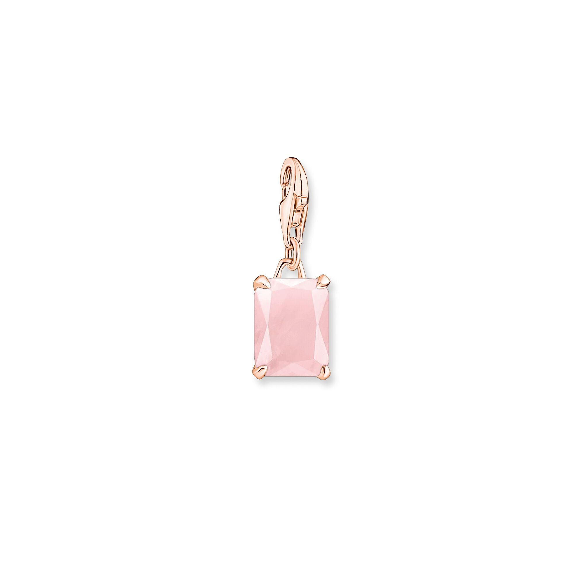 Pink Stone Charm Pendant - Rose Gold