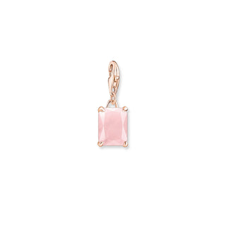 Pink Stone Charm Pendant - Rose Gold