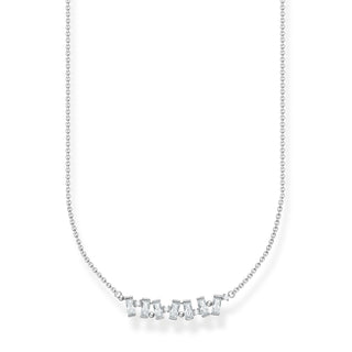White Baguette Stone Necklace - Silver
