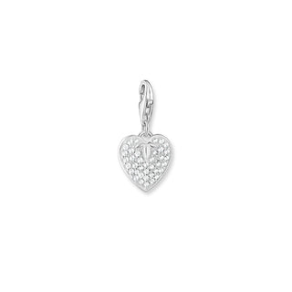 Pavé Heart Pendant Charm - Silver