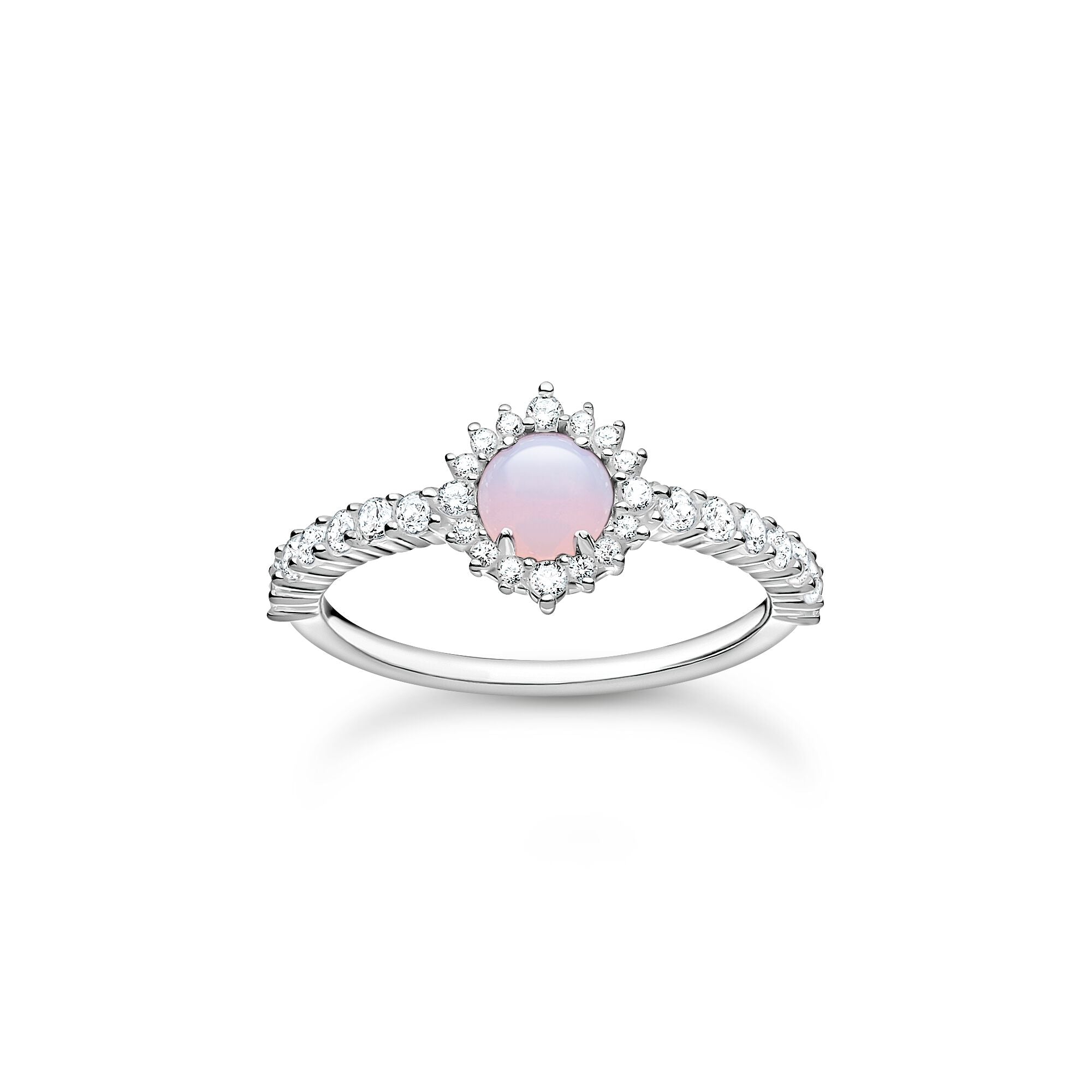 Pink And White Stone Cocktail Ring - Silver