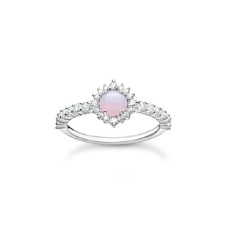 Pink And White Stone Cocktail Ring - Silver