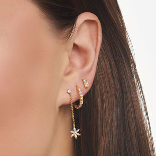 Single Ear Stud Baguette Cut - Gold