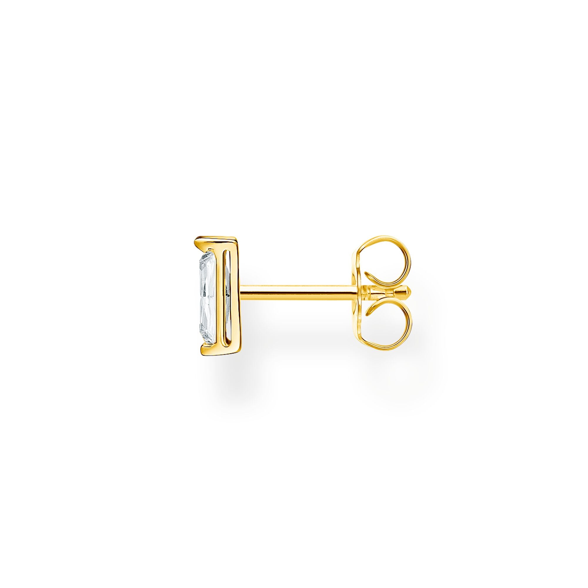 Single Ear Stud Baguette Cut - Gold