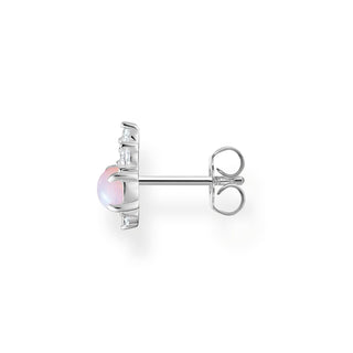 Rose Opal White Stone Ear Stud - Silver