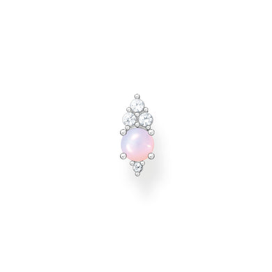 Rose Opal White Stone Ear Stud - Silver