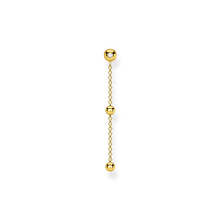 Single Dangle Earring Dots And White Stones - Gold