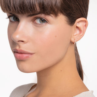 Single Hoop Earring Large White Stones - Rose Gold