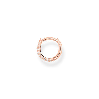 Single Hoop Earring Large White Stones - Rose Gold