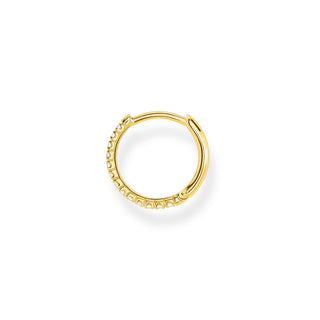 Single Hoop Earring Large White Stones - Gold