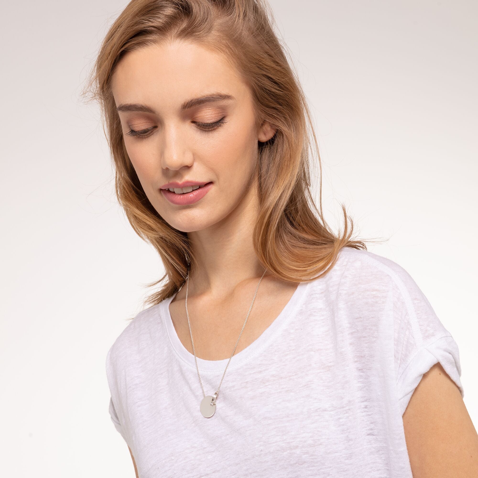 Together Coin With Ring Necklace - Silver - Large