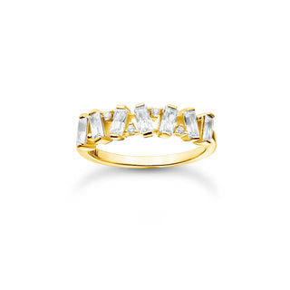 Baguette White Stone Ring - Gold