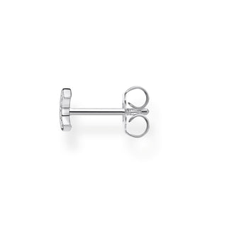 Single Ear Stud Moon Pavé - Silver