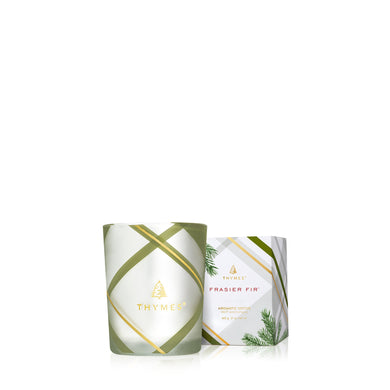 Thymes Frasier Fir Frosted Plaid Votive Candle