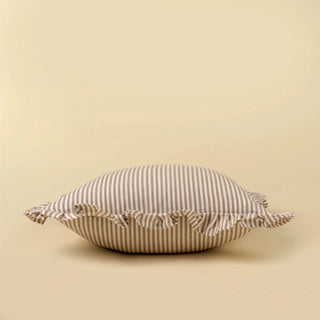 Ruffle Thin Stripe Beige 20x20 Pillow With Insert