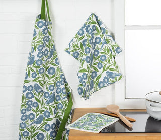 Birds & Leaves Dishcloth & Kitchen Towel Set
