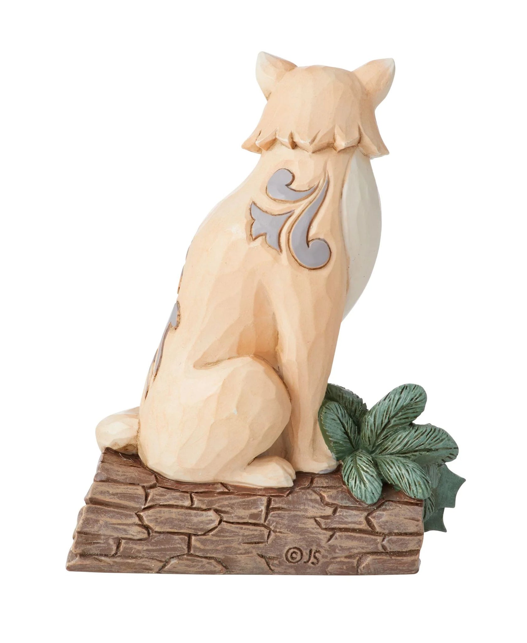 Jim Shore White Woodland Fox on Birch Log Figurine