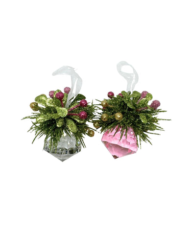 Teeny Mistletoe Jewel Ornament- Pink Berries