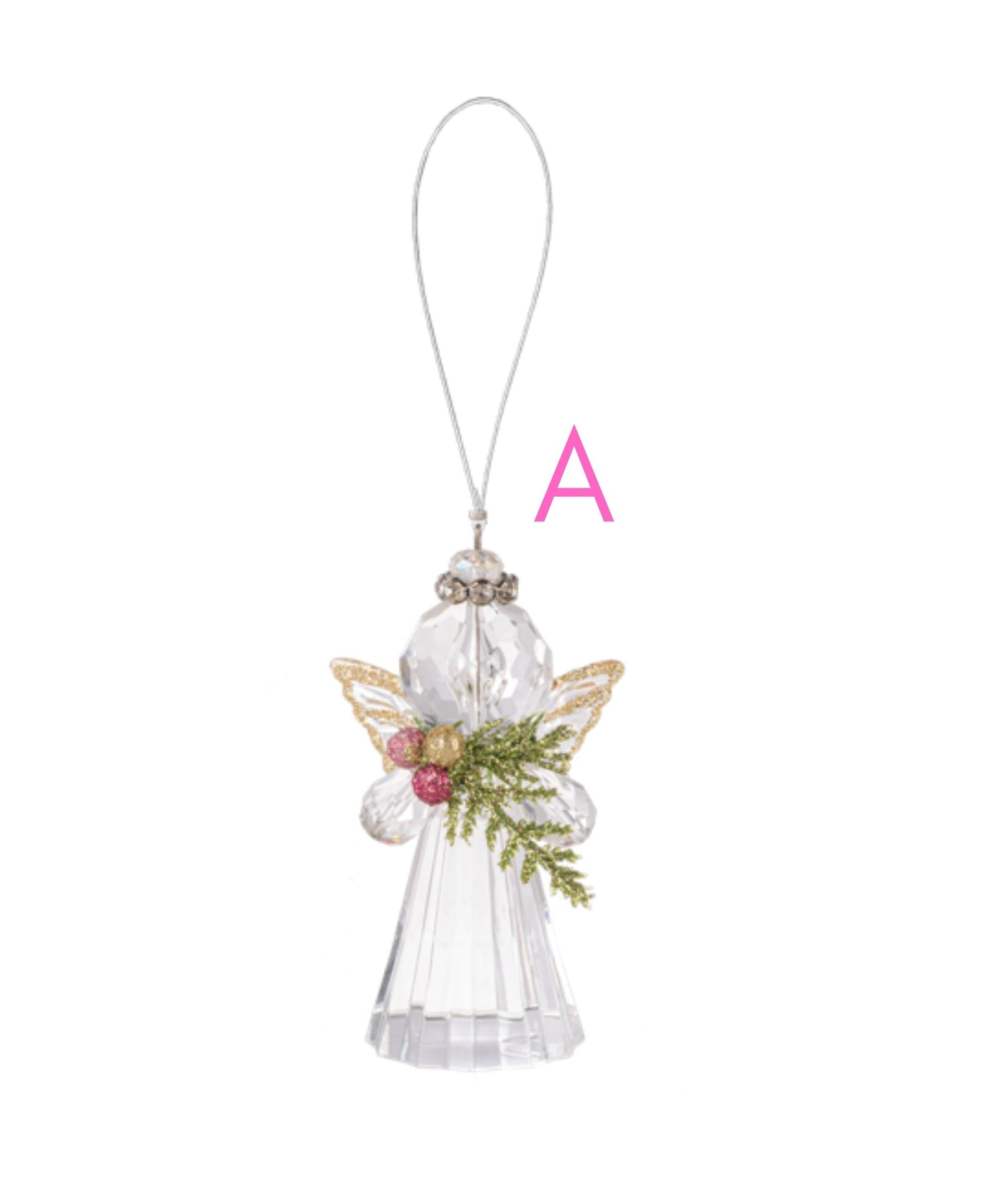 Teeny Mistletoe Angel Ornaments - Pink