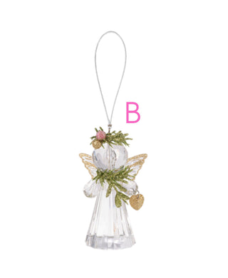 Teeny Mistletoe Angel Ornaments - Pink