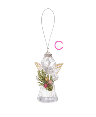 Teeny Mistletoe Angel Ornaments - Pink
