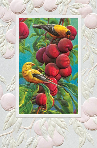 Pumpernickle Goldfinch And Plums Birthday Card