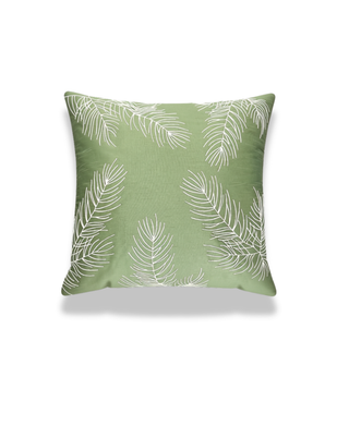 Green Embroidered Throw Pillow