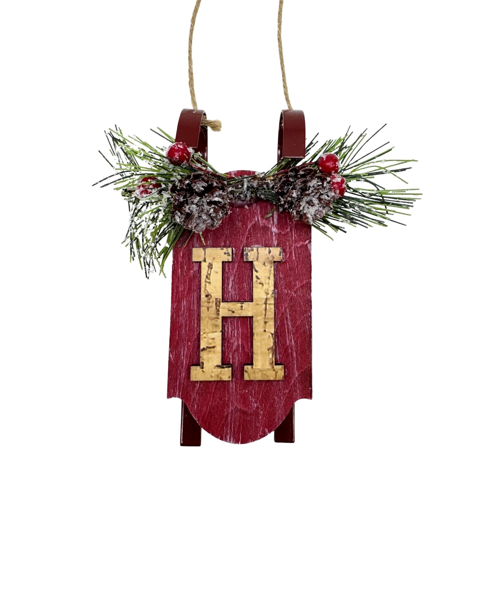 Monogram Sled Ornament