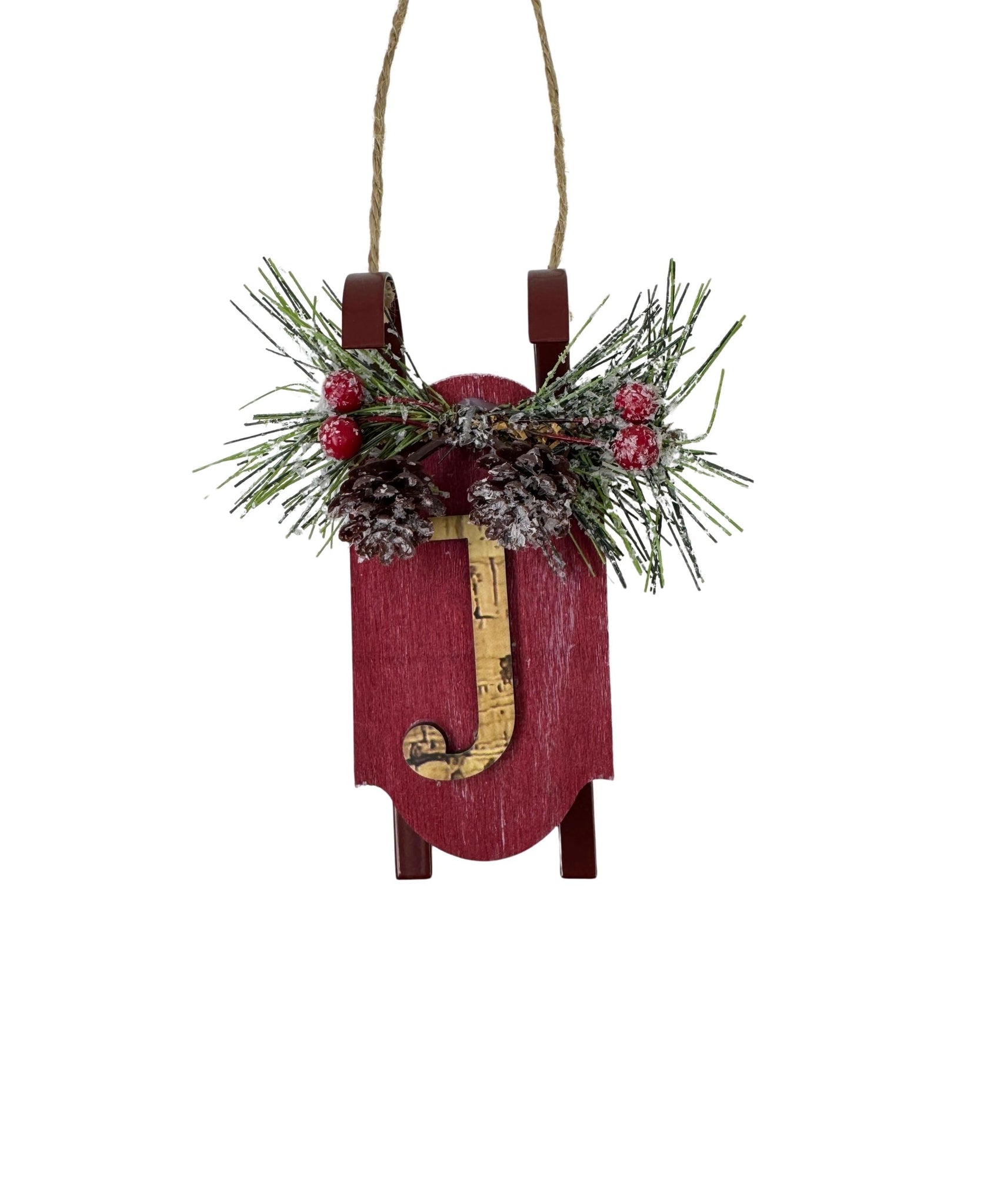 Monogram Sled Ornament