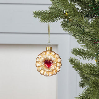 Iced Cookie With Heart Glass Ornament