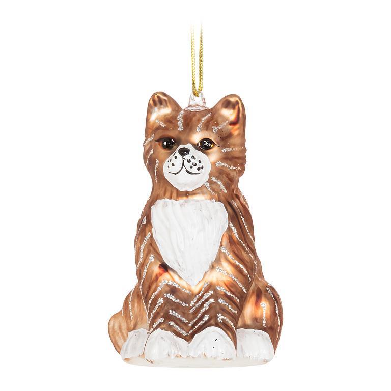 Tabby Cat Glass Ornament
