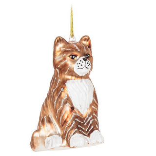 Tabby Cat Glass Ornament