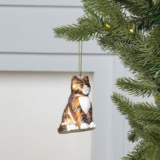 Tabby Cat Glass Ornament
