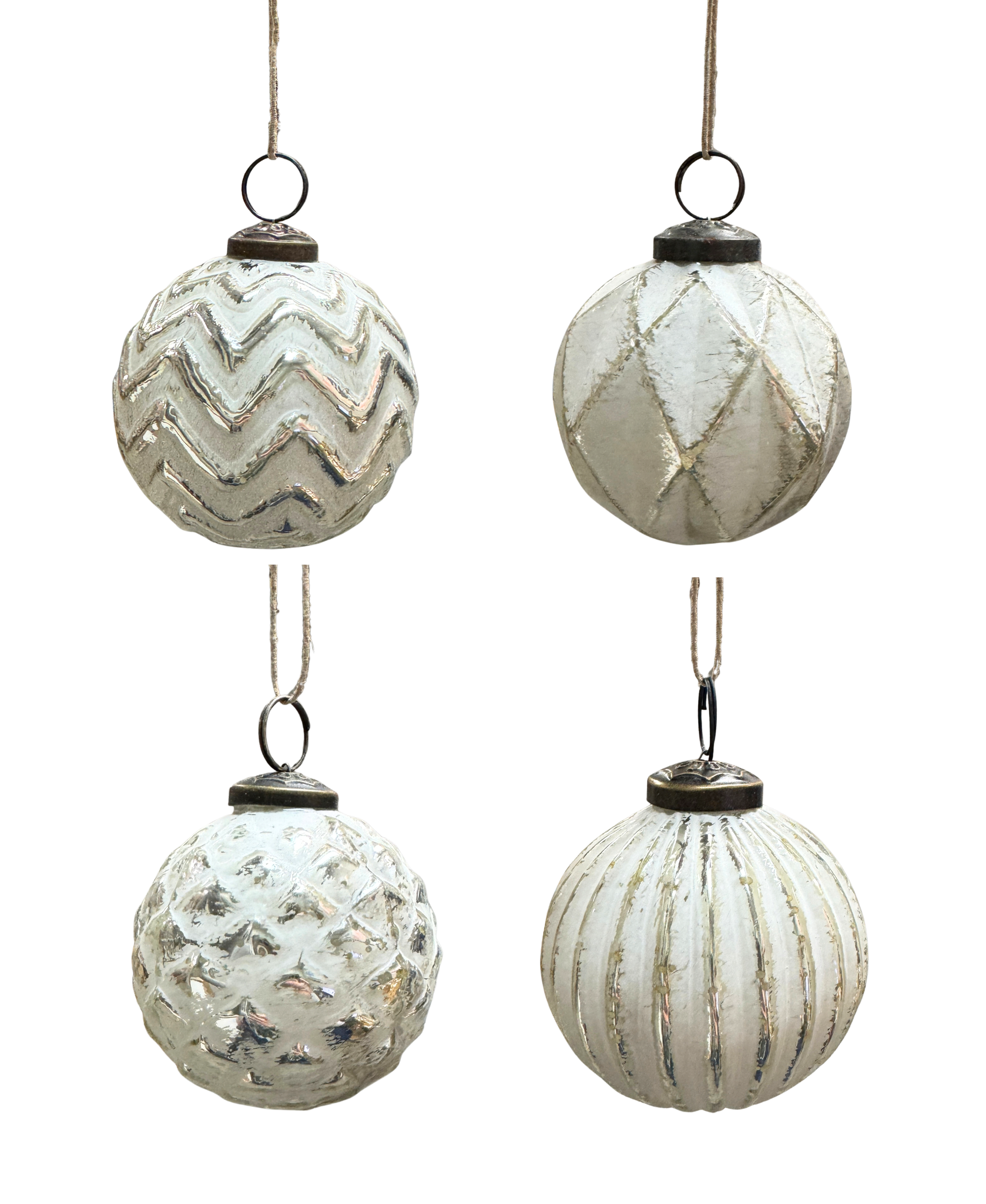 Modern White Washed Ornaments - 3
