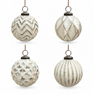 Modern White Washed Ornaments - 3