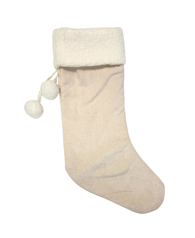Corduroy Stocking With Pom Poms