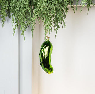 Green Dill Pickle Glass Ornament