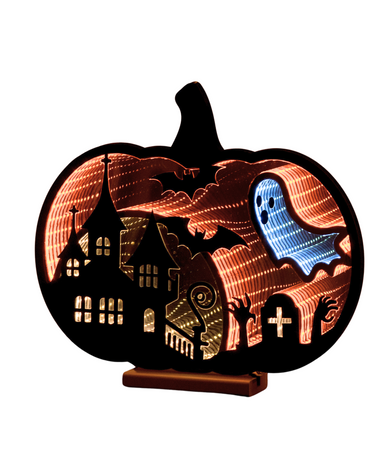 Pumpkin with Ghost Halloween Infinity Light