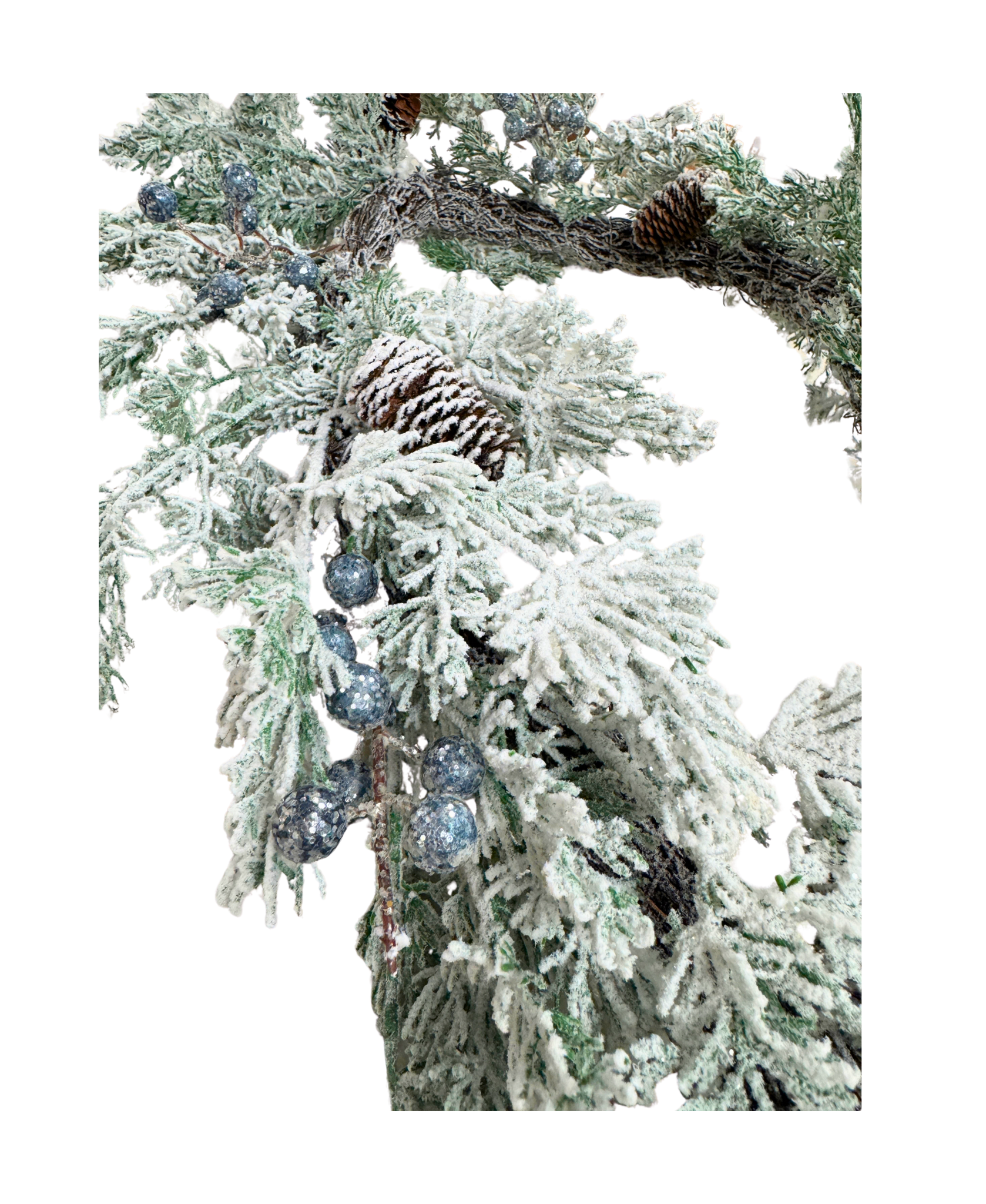 Flocked Pine With Berries Garland