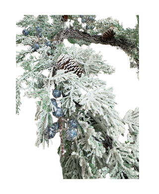 Flocked Pine With Berries Garland