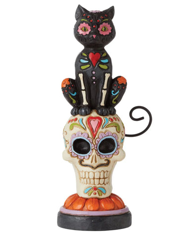 Jim Shore: Day Of The Dead Black Cat On Skull Figurine