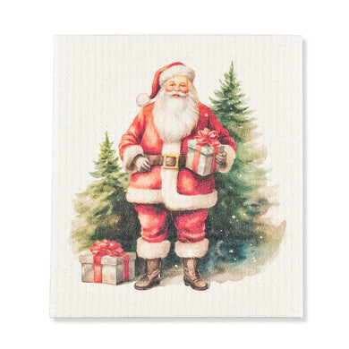 Classic Santa With Presents Swedish Dishcloth