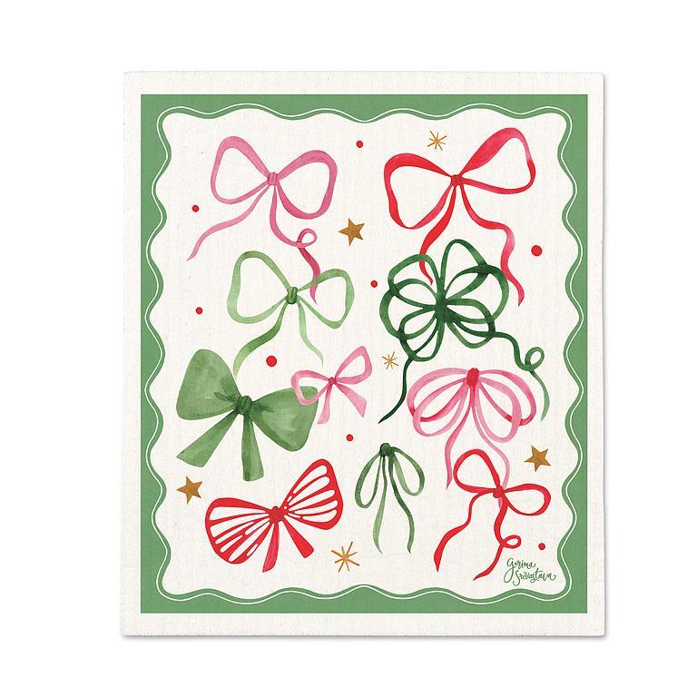 Christmas Bows Swedish Dishcloth