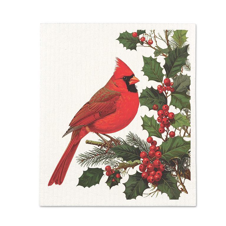 Cardinal & Holly Swedish Dishcloth