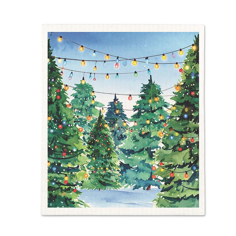Christmas Tree Lot Swedish Dishcloth