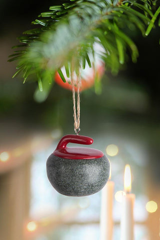 Curling Rock Red/Gray Ornament