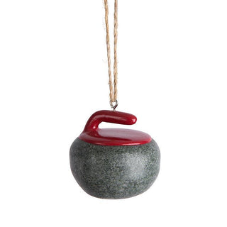 Curling Rock Red/Gray Ornament